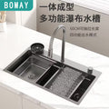 Purified Water Digital Display Rainfall Waterfall Sink Large Single Sink Nano 304 Stainless Steel Kitchen Handmade Basins For Washing Vegetables